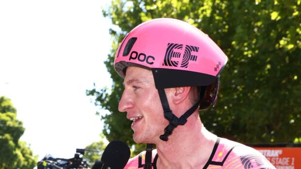 Harry Sweeney wearing a new POC helmet