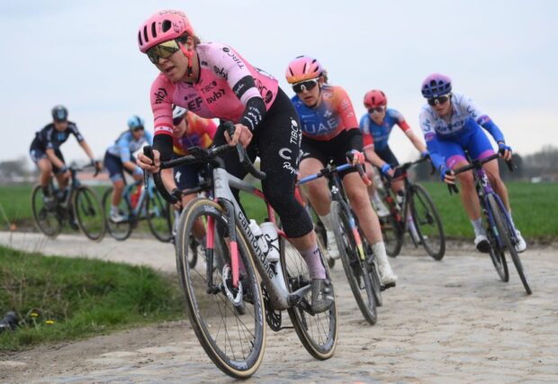 Alison Jackson (EF Education-Cannondale) is back on the cobbles at Omloop Het Nieuwsblad