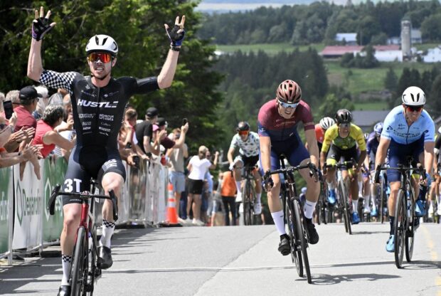 Michael Foley (Hustle Pro Cycling) wins the uphill sprint on stage 2 of the Tour de Beauce 2024