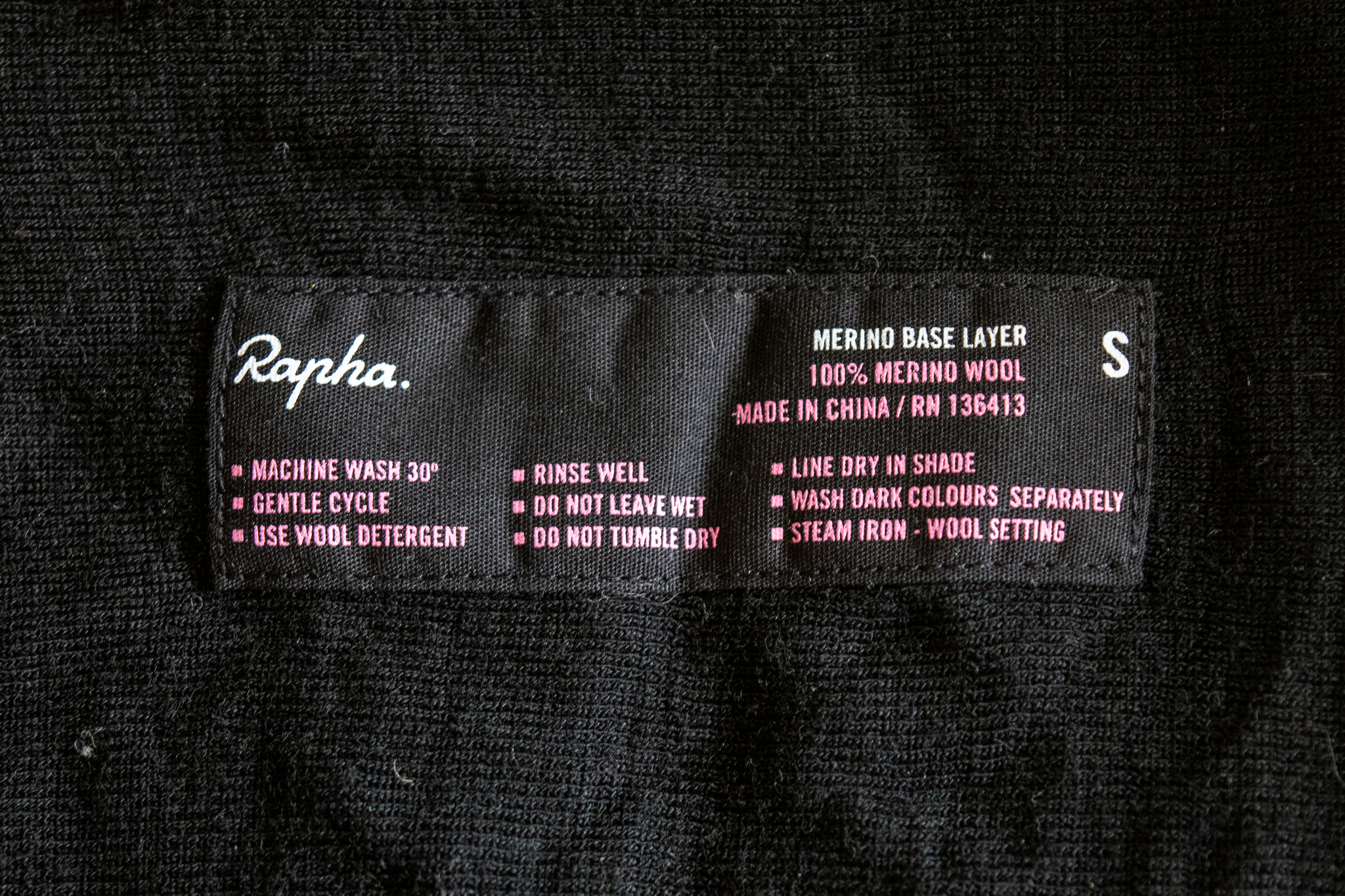 Etiqueta de cuidado de la capa base Rapha Merino