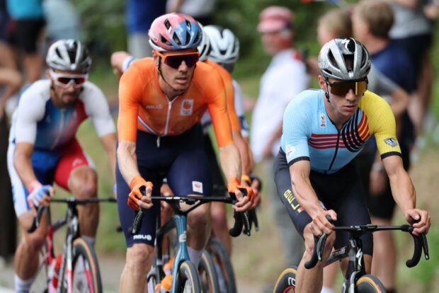 Remco Evenepoel in action at the Paris Olympics