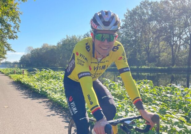 Wout van Aert on his first bike ride after his Vuelta a España crash