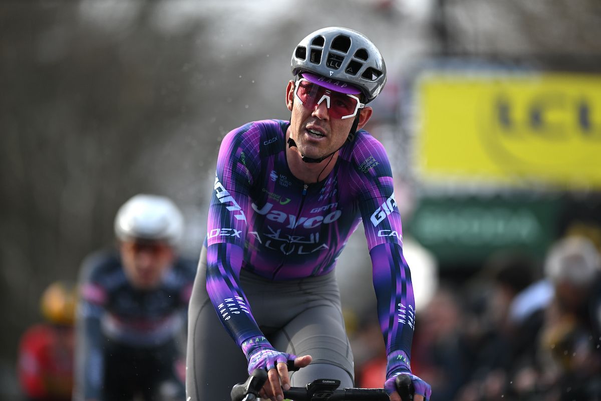 LA LOGE DES GARDES, FRANCE - MARCH 12: Ben Oâconnor of Australia and Team Jayco AlUla crosses the finish line during the 83rd Paris - Nice 2025, Stage 4 a 163.4km stage from Vichy to La Loge des Gardes 1078m / #UCIWT / on March 12, 2025 in La Loge des Gardes, France. (Photo by Dario Belingheri/Getty Images)