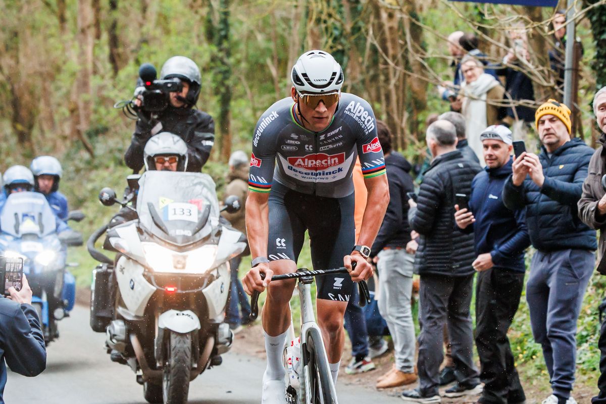 HARELBEKE, BELGIUM - MARCH 28: Mathieu van der Poel of Alpecin - Deceuninck of Netherlands during the E3 saxo classic 2025 at the Harelbeke on March 28, 2025 in Harelbeke Belgium (Photo by Pim Waslander/Soccrates/Getty Images)