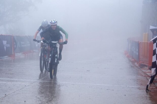 Sam Fox on his way to the win at the 2025 GWM Mountain Bike National Championships at Mt Buller