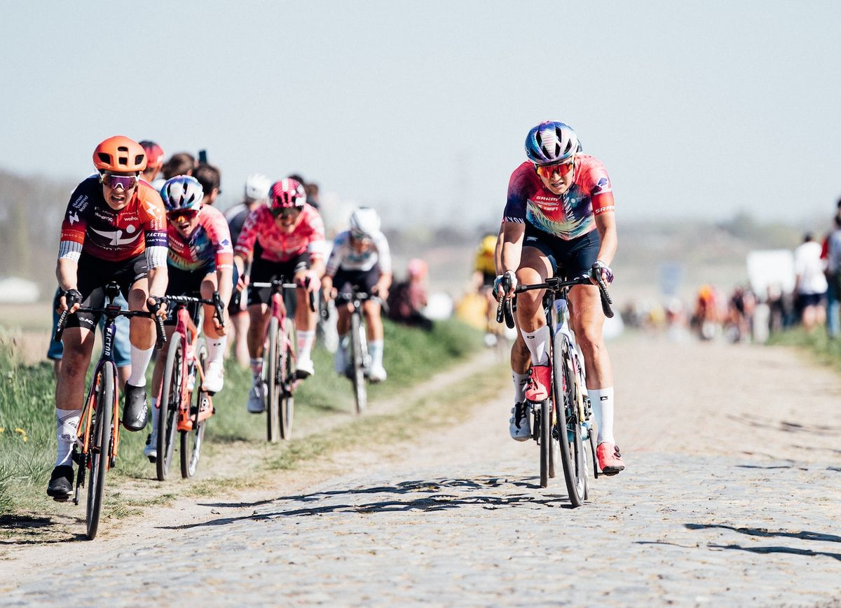 Picture by Zac Williams/SWpix.com - 12/04/2025 - Cycling - 2025 Paris Roubaix Femmes Avec Zwift, France - Chloe Dygert, Canyon Sram Zonda Crypto.
