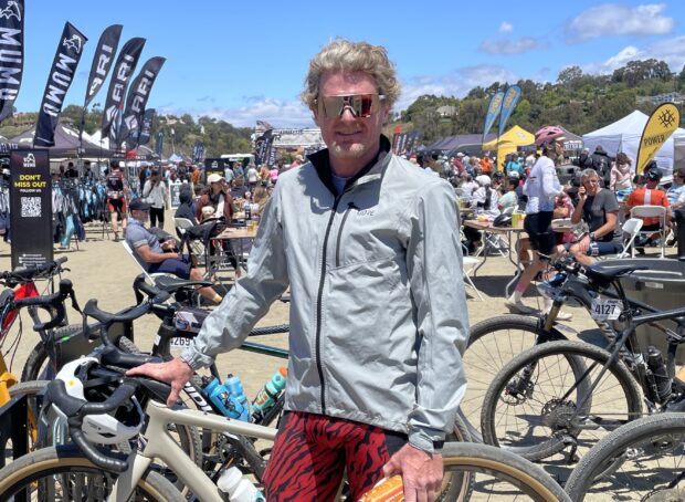 Floyd Landis ends his day early after a puncture at the 2025 BWR California in Del Mar