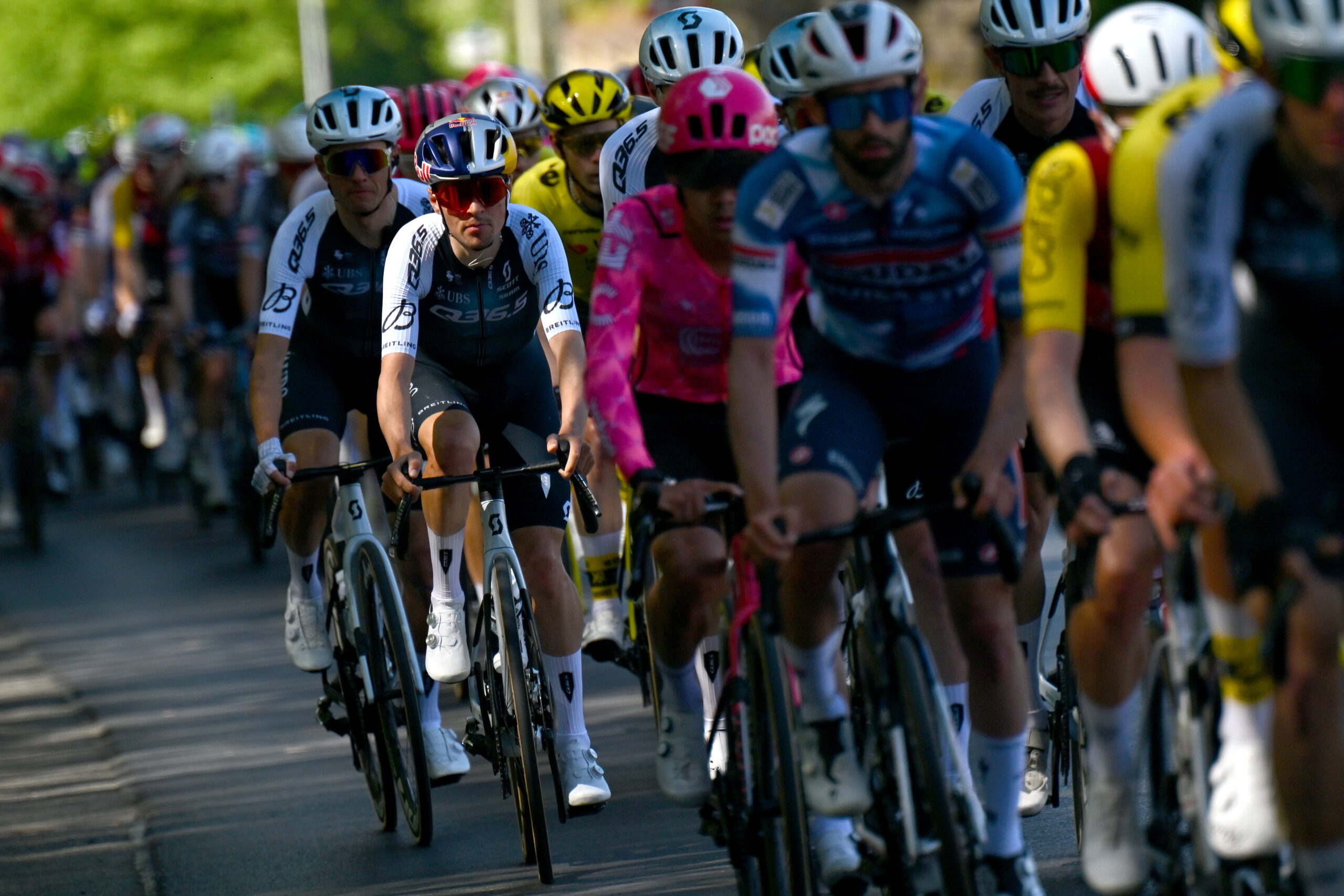 OVERIJSE, BELGIUM - APRIL 18: Thomas Pidcock of Great Britain and Team Q36.5 Pro Cycling competes during the 65th De Brabantse Pijl - La Fleche Brabanconne 2025 - Men's Elite a 162.6km one day race from Beersel to Overijse on April 18, 2025 in Overijse, Belgium. (Photo by Luc Claessen/Getty Images)