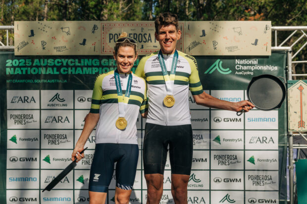 Tiffany Cromwell (Canyon-SRAM zondacrypto) and Mark O'Brien (Trappist) clinch the 2025 title at the AusCycling Gravel National Championships in South Australia at Ponderosa Pines