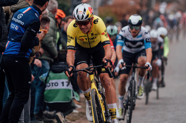 Van Aert battles for a result during the E3 Saxo Classic