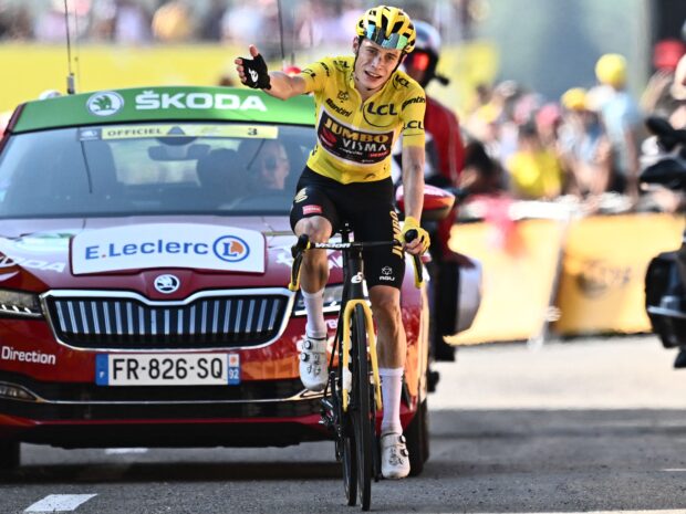 Vingegaard won up Hautacam to all but confirm his overall victory at the 2022 Tour de France ahead of Pogačar