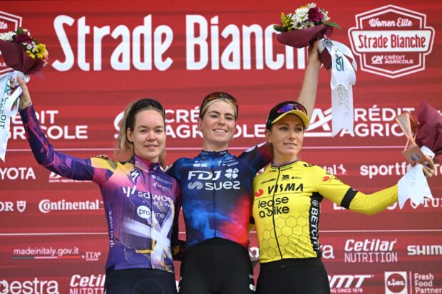 Van der Breggen and Ferrand-Prévot both finished on the podium of Strade Bianche, beaten only by Demi Vollering