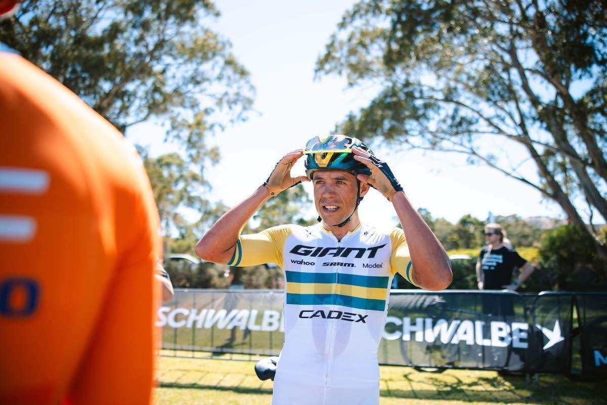 Brendan Johnston (Giant) at the 2025 edition of RADL GRVL, the gravel race which runs alongside the Tour Down Under
