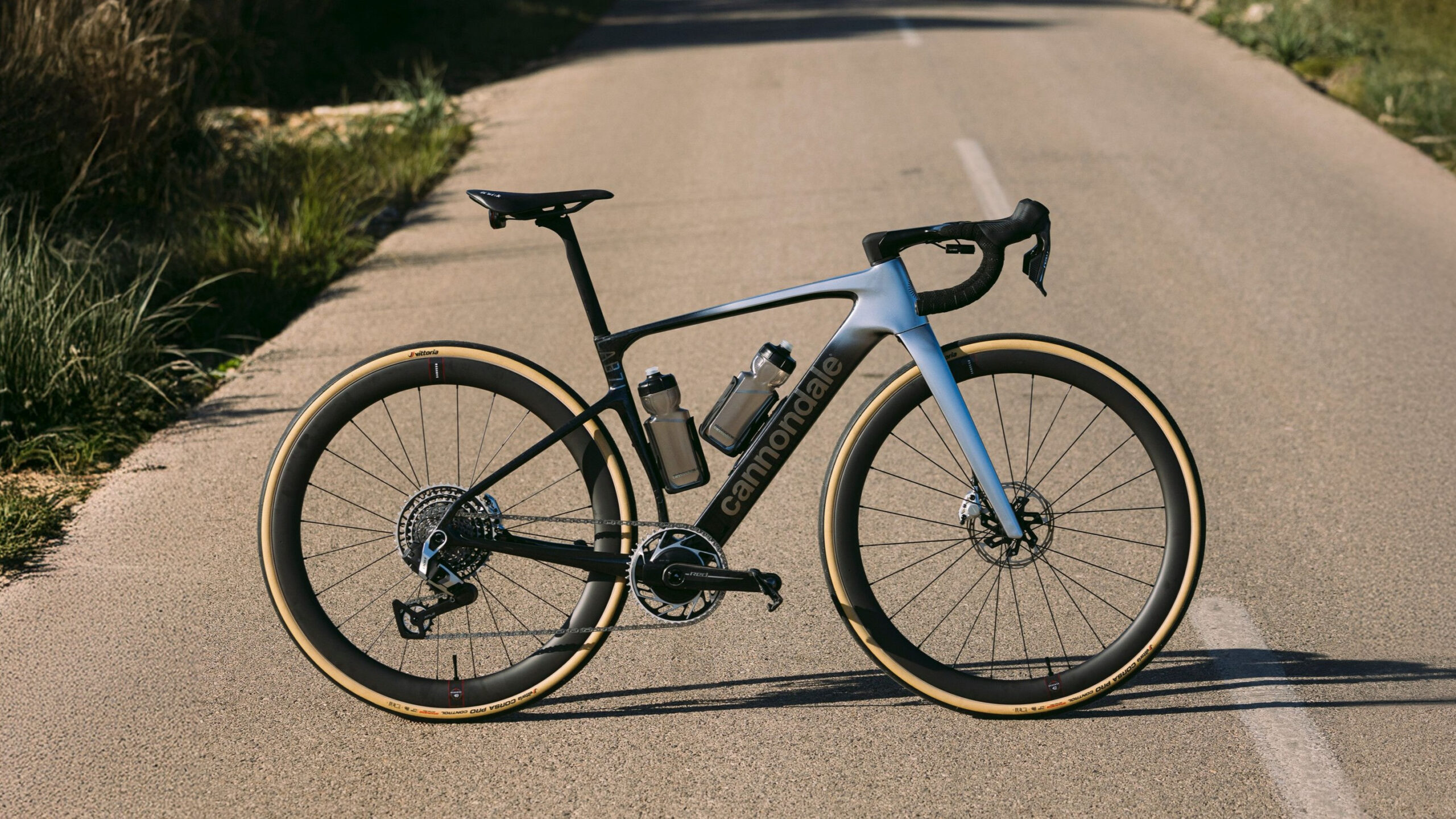 A Cannondale Synapse on a tarmac road
