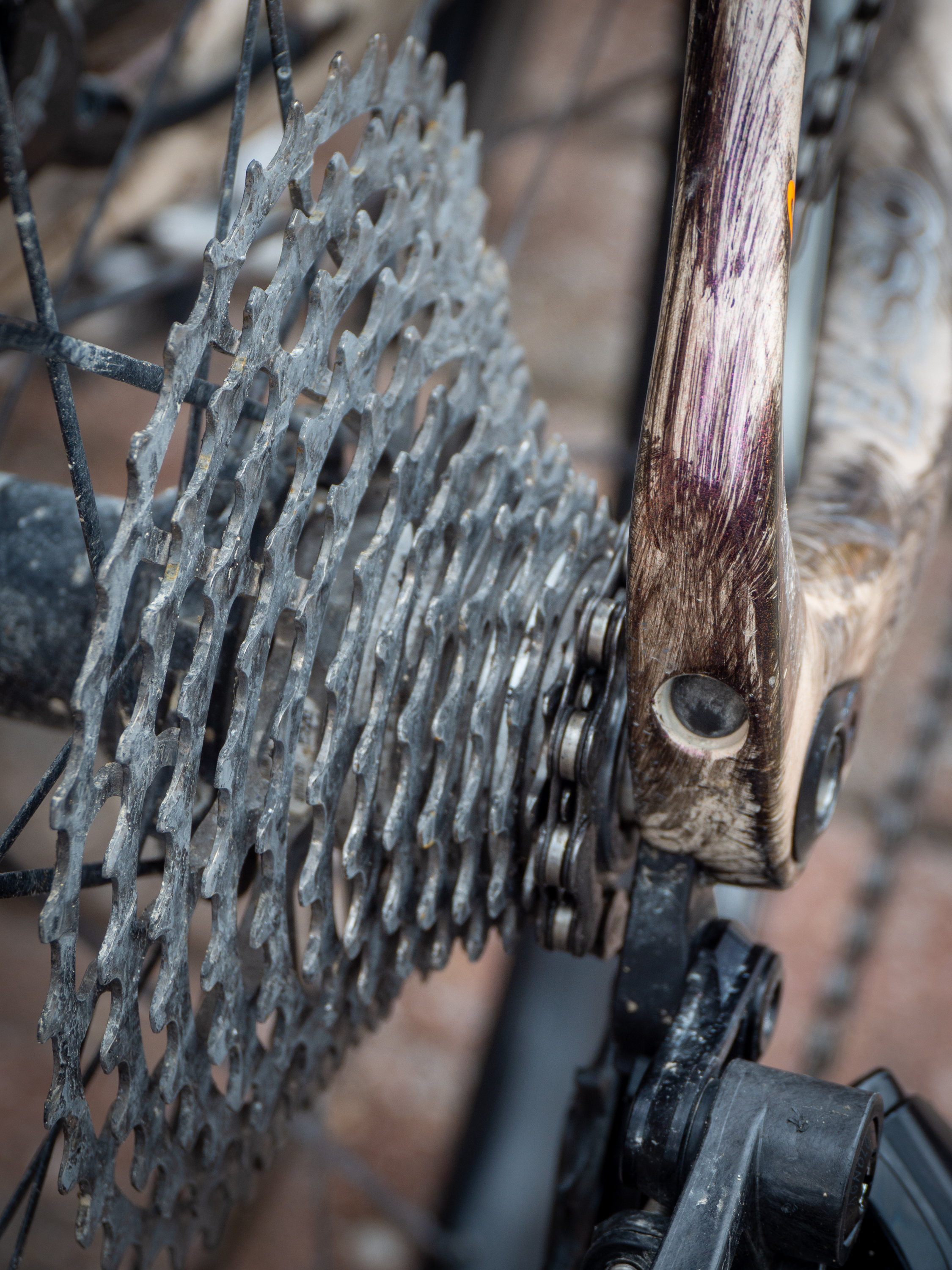 Cierre imágenes de un nuevo grupo de grava de Campagnolo en Unbound