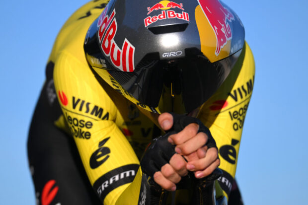 Wout van Aert of Visma-Lease a Bike, shown here at the Vuelta a España, will be the second to last rider on the ITT course Saturday on stage 2 for the Giro d'Italia