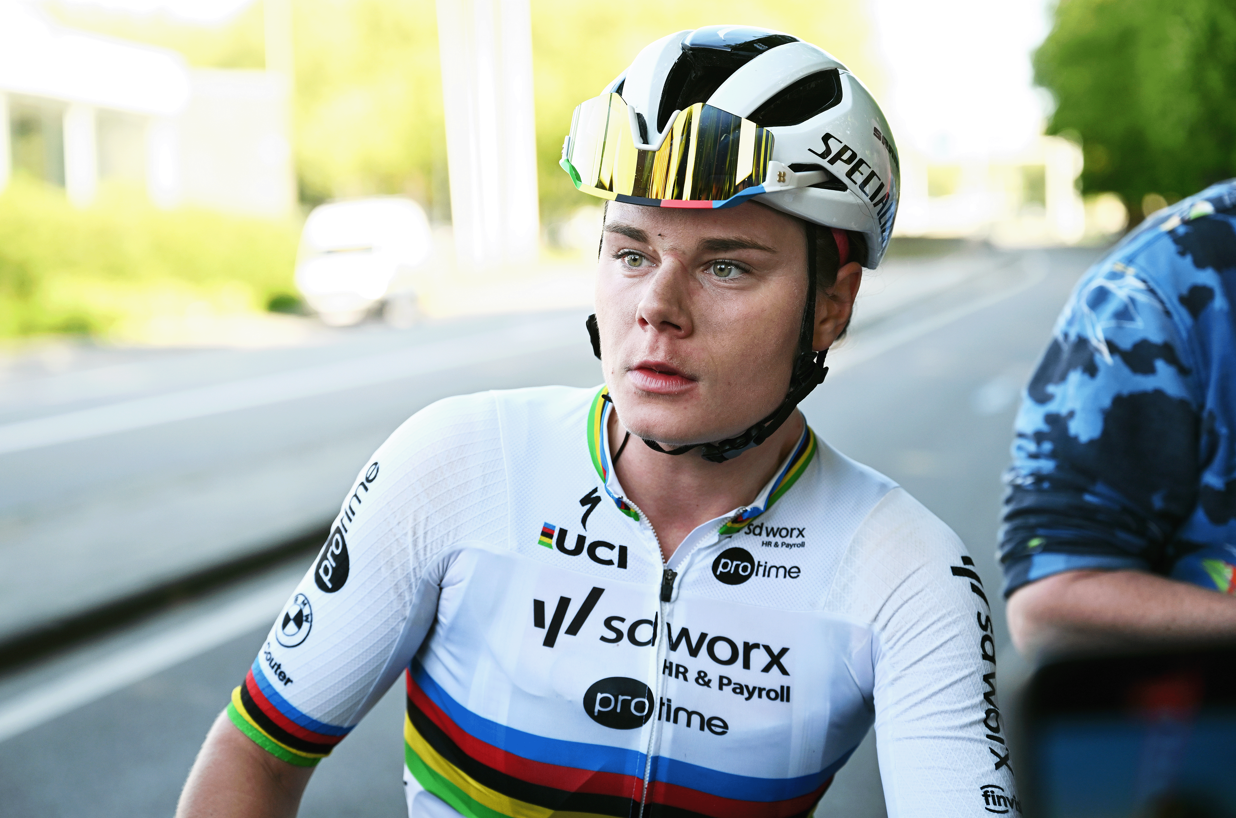 Kopecky at the finish of Liège-Bastogne-Liège