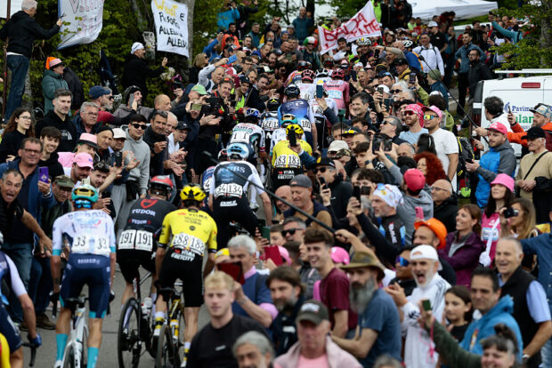 The peloton racing at the Giro d'Italia