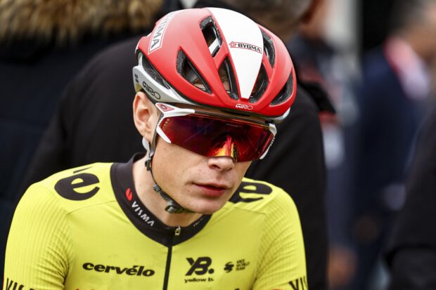 Danish Jonas Vingegaard Hansen of Team Visma-Lease a Bike pictured before the first stage of 83th edition of the Paris-Nice cycling race, from and to Le Perray-en-Yvelines (156,5km), Sunday 09 March 2025. BELGA PHOTO DAVID PINTENS (Photo by DAVID PINTENS / BELGA MAG / Belga via AFP) (Photo by DAVID PINTENS/BELGA MAG/AFP via Getty Images)