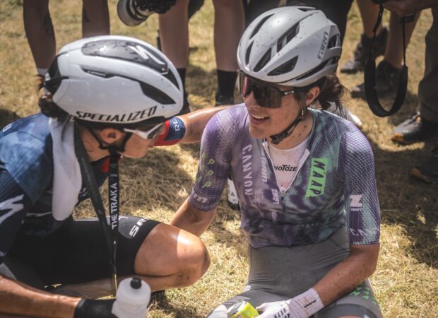 Second at The Traka 200, Rosa Klöser (right) acknowledges winner Sofia Gomez Villafañe (left) after the race