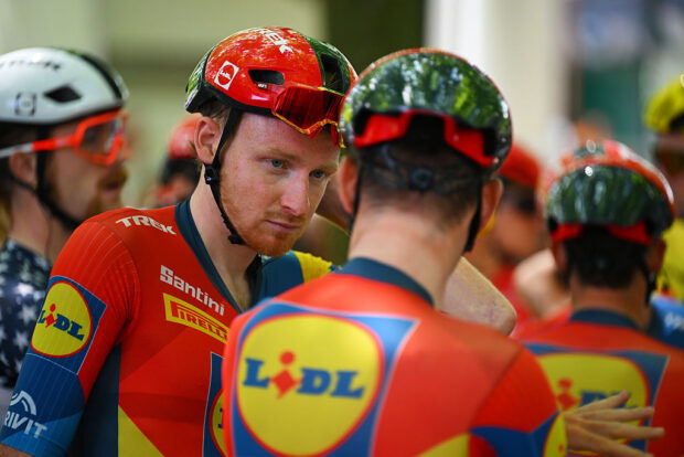 AARAU, SWITZERLAND - JUNE 16: Tao Geoghegan Hart of Great Britain and Team Lidl - Trek during the 88th Tour de Suisse, Stage 2 a 177km stage from Aarau to Schwarzsee / #UCIWT / on June 16, 2025 in Aarau, Switzerland. (Photo by Tim de Waele/Getty Images)