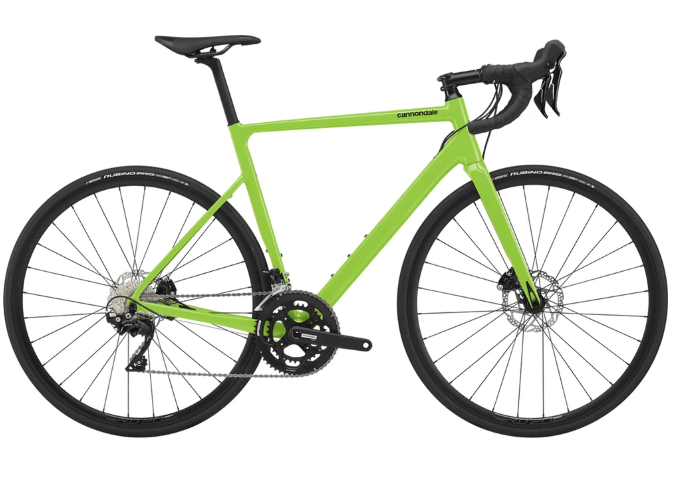 Una bicicleta verde Cannondale Caad13
