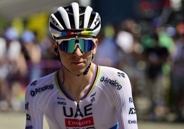 Slovenian Tadej Pogacar of UAE Team Emirates pictured at the start of stage 11 of the 2025 Tour de France cycling, from and to Toulouse (154km), on Wednesday 16 July 2025 in France. The 112th edition of the Tour de France starts on Saturday 5 July in Lille, France, and will finish in Paris, France on the 27th of July. BELGA PHOTO DIRK WAEM (Photo by DIRK WAEM / BELGA MAG / Belga via AFP)