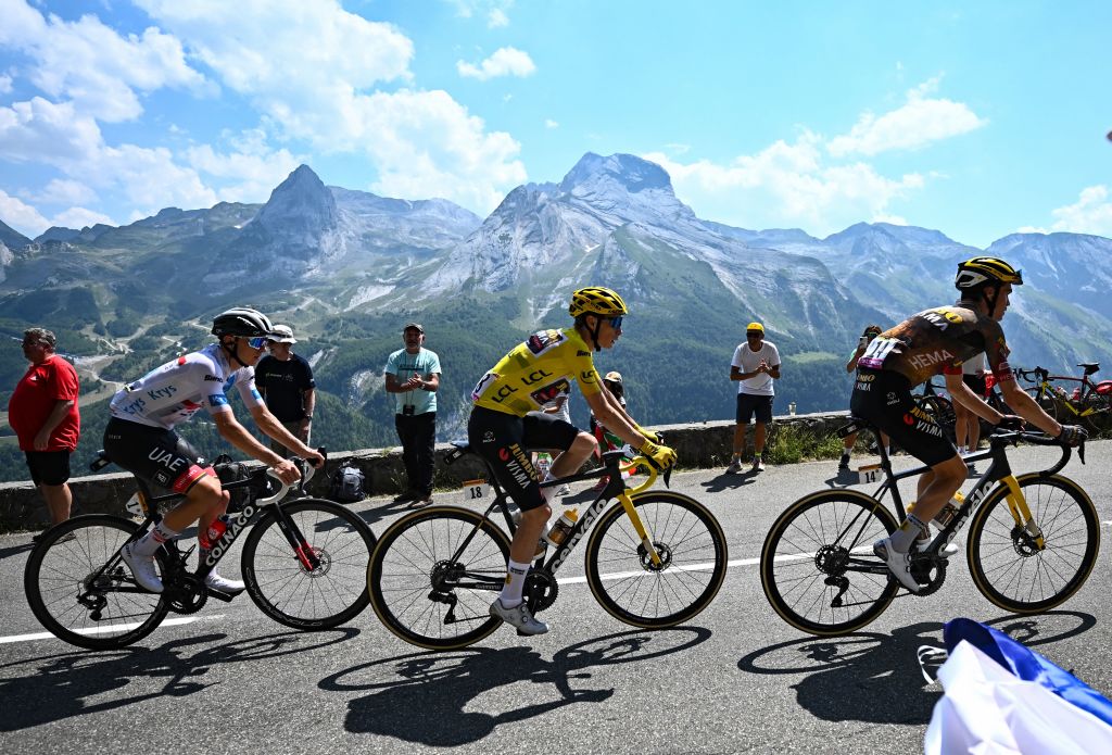 Pogacar and Vingegaard on the Tour de France stage to Hautacam in 2022