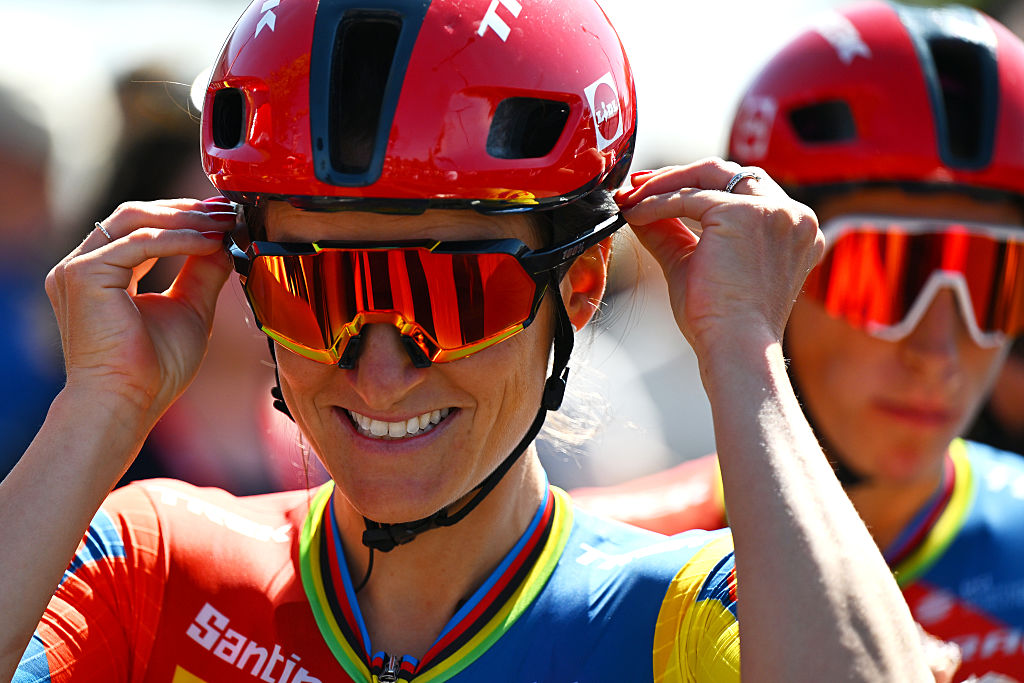 DENAIN, FRANCE - APRIL 12: Elizabeth Deignan of United Kingdom and Team Lidl-Trek prior to the 5th Paris-Roubaix Femmes 2025 a 148.5km one day race from Denain to Roubaix / #UCIWT / on April 12, 2025 in Roubaix, France. (Photo by Luc Claessen/Getty Images)
