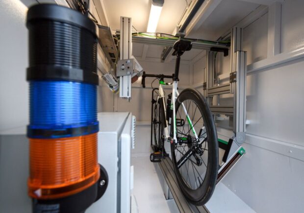 A bike in the UCI's X-ray machine is checked for secret motors