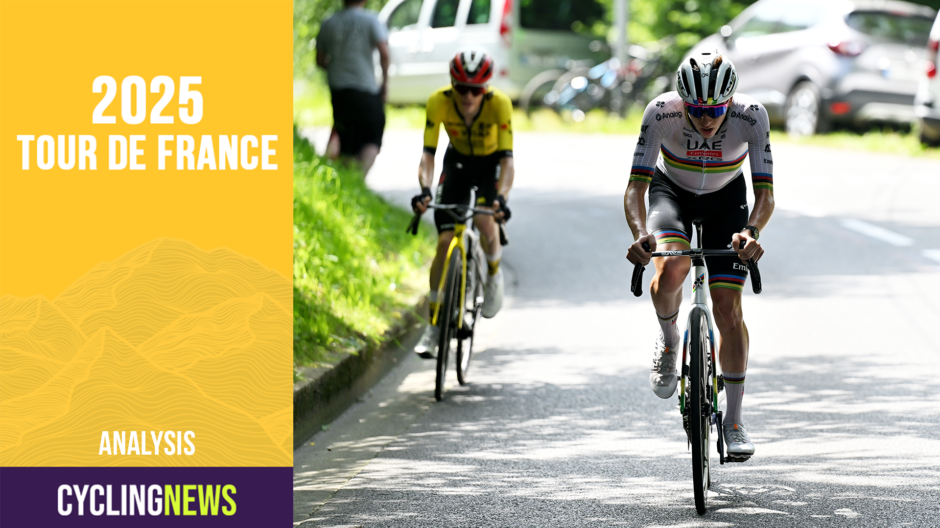 COMBLOUX, Francia - 13 de junio: (LR) Jonas Vingegaard de Dinamarca y Team Visma | Arrendar una bicicleta y Tadej Pogacar de Eslovenia y Emirates del equipo de los EAU - XRG compite en la escapada durante el 77º Criterio du Dauphine 2025, etapa 6 A 126.7 km de Valserhone a Combloux 1183M / #uciwt / el 13 de junio de 2025 en Combloux, France. (Foto de Dario Belingheri/Getty Images)