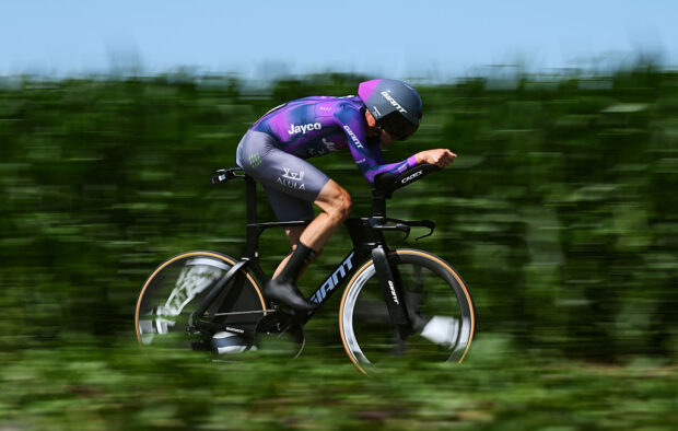 CAEN, FRANCE - JULY 09: Ben O'Connor of Australia and Team Jayco AlUla competes during the 112th Tour de France, Stage 5 a 33km individual time trial stage from Caen to Caen / #UCIWT / on July 09, 2025 in Caen, France. (Photo by Dario Belingheri/Getty Images)