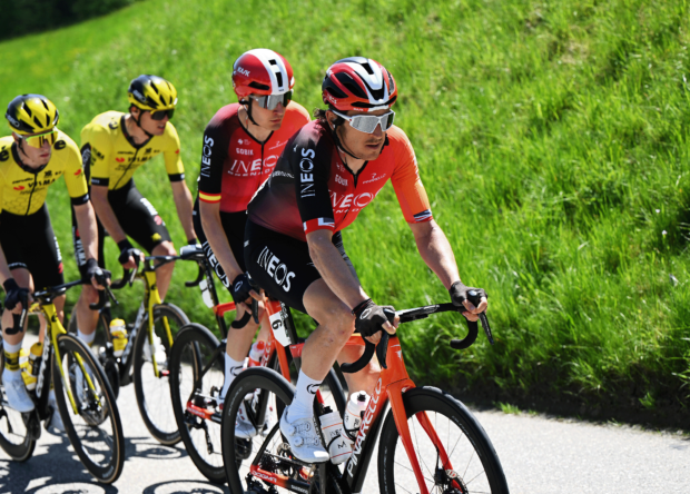 FRIBOURG, SWITZERLAND - APRIL 30: Geraint Thomas of Great Britain and Team INEOS Grenadiers competes during the 78th Tour De Romandie 2025, Stage 1 a 194.3km stage from Munchenstein to Fribourg / #UCIWT / on April 30, 2025 in Fribourg, Switzerland. (Photo by Dario Belingheri/Getty Images)