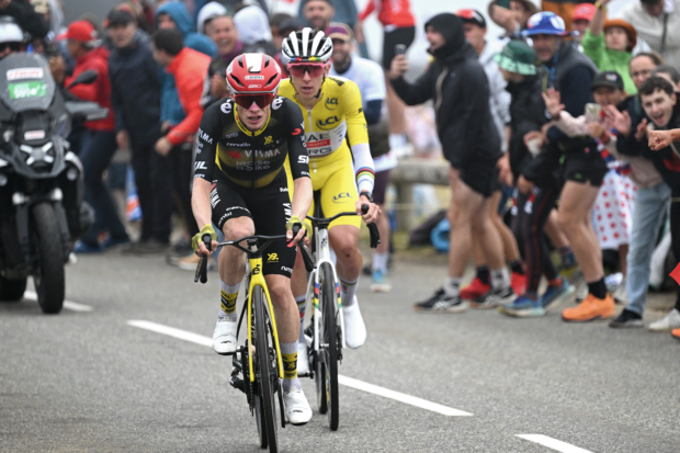 LUCHON-SUPERBAGNERES, FRANCE - JULY 19: (L-R) Jonas Vingegaard of Denmark and Team Visma