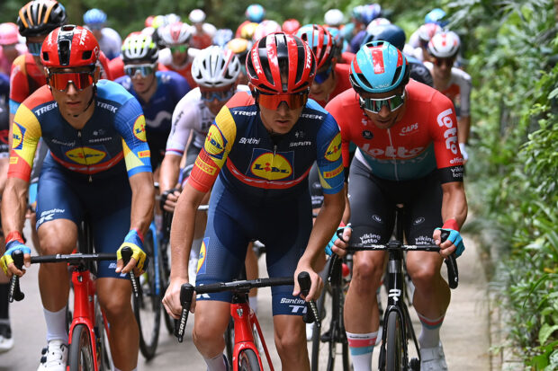 NANNING, CHINA - OCTOBER 14: Antwan Tolhoek of The Netherlands and Team Lidl-Trek competes during the 4th Gree-Tour of Guangxi 2023, Stage 3 a 134.3km stage from Nanning to Nanning / #UCIWT / on October 14, 2023 in Nanning, China. (Photo by Tim de Waele/Getty Images)