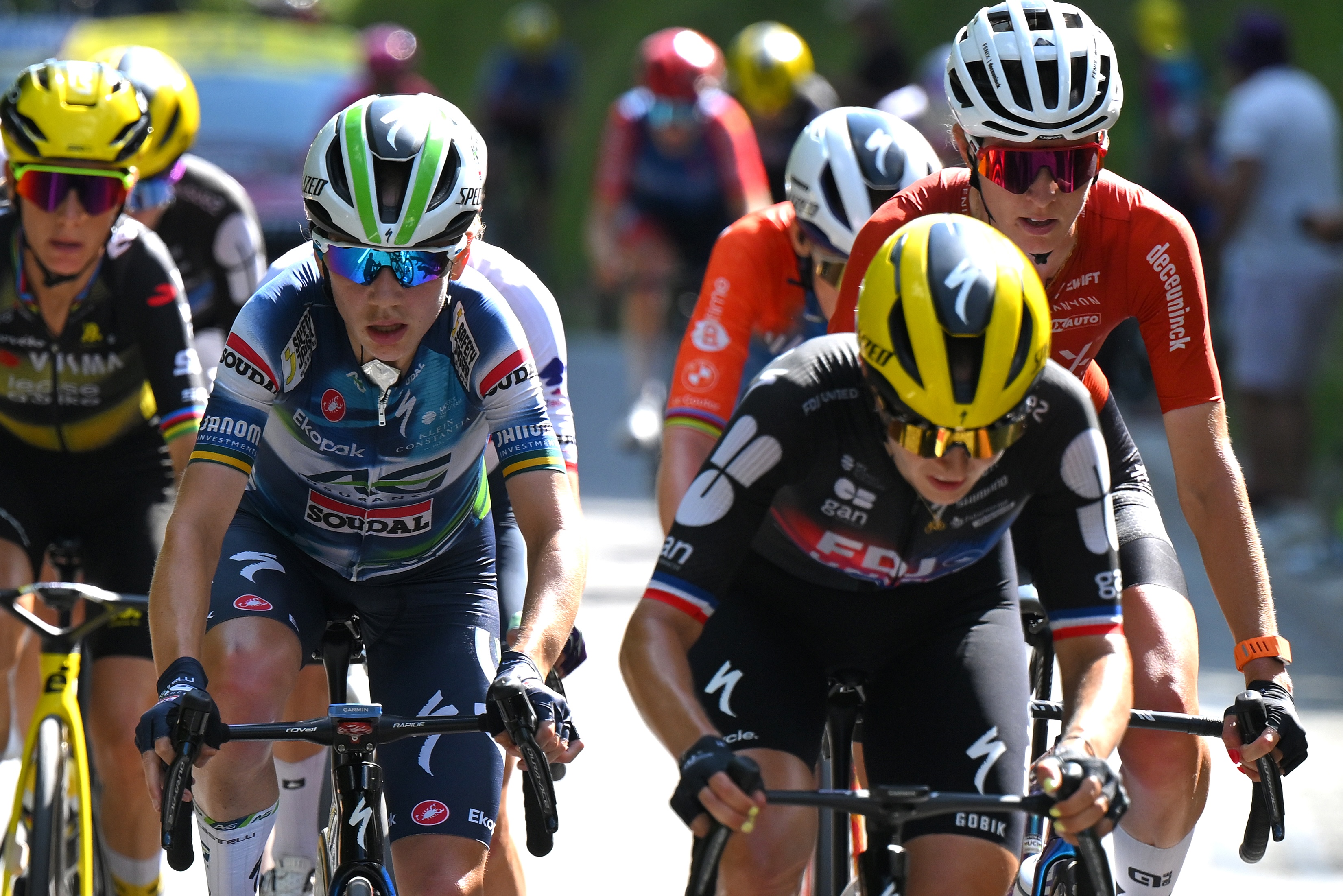 CHAMBERY, Francia-01 de agosto: Sarah Gigante de Australia y Equipo AG Insurance-Soudal compite durante el 4to Tour de Francia Femmes 2025, etapa 7 A 159.7 km de etapa desde Bourg-en-Bresse hasta Chambey / #uciwwt / el 01 de agosto de 2025 en Bourg-En-Bresse, France. (Foto de Tim de Waele/Getty Images)