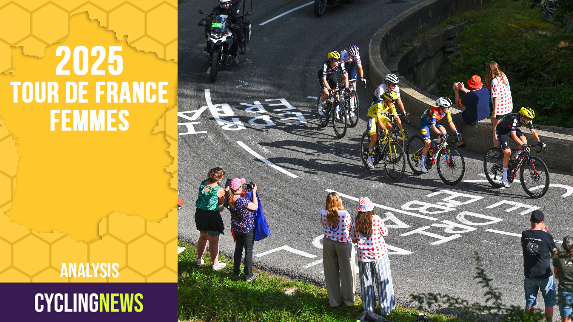 Chatel Les Portes du Soleil, Francia - 03 de agosto: (LR) Demi Volling de los Países Bajos y el Equipo FDJ - Suez, Dominika Wlodarczyk de Polonia y el equipo de los EAU ADQ, Katarzyna Niewiadoma de Poland y Team Canyon // Lease a Bike - Yellow Leader Jersey, Niamh Fisher-Black of New Zealand and Team Lidl - Trek and Juliette Labous of France and Team FDJ - SUEZ compete in the breakaway during the 4th Tour de France Femmes 2025, Stage 9 a 124.1km stage from Praz-sur-Arly to Chatel Les Portes du Soleilon 1298m / #UCIWWT / August 03, 2025 en Chatel Les Portes du Soleil, Francia. (Foto de Tim de Waele/Getty Images)