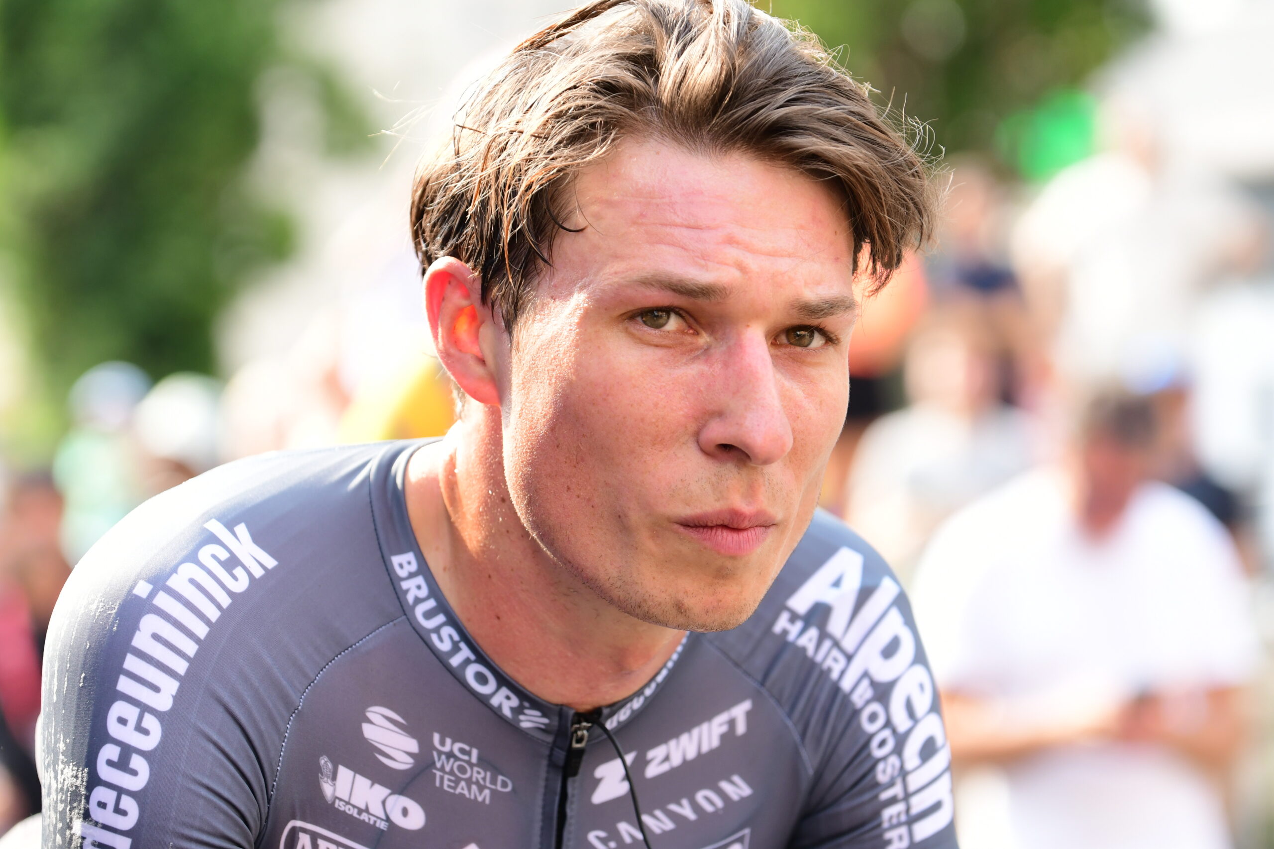 Jasper Philipsen of the Alpecin Deceuninck team participates in stage 4 between Susa and Voiron of the La Vuelta cycling race in Voiron, France, on August 26, 2025. (Photo by Romain Doucelin/NurPhoto)
