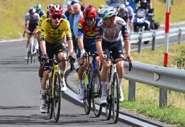 CERLER. HUESCA LA MAGIA, SPAIN - AUGUST 29: (L-R) Jonas Vingegaard of Denmark and Team Visma