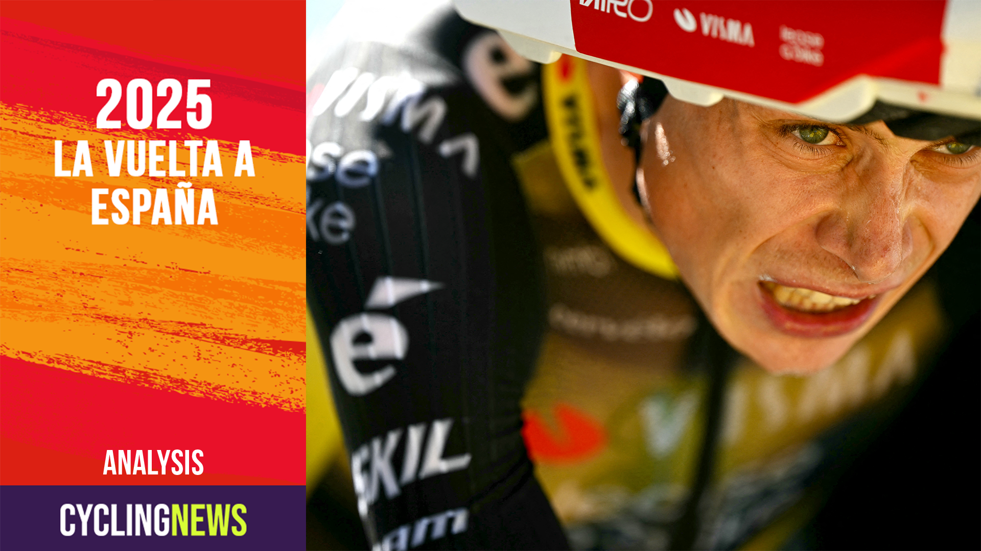 Team Visma - Lease a bike team's Danish rider Jonas Vingegaard cycles to the finish line of the 13th stage of the 112th edition of the Tour de France cycling race, 10.9 km individual time trial between Loudenvielle and Peyragudes, in the Pyrenees mountains of southwestern France, on July 18, 2025. (Photo by Loic VENANCE / AFP) (Photo by LOIC Venance/AFP a través de Getty Images)