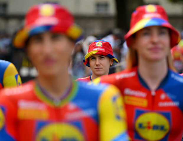 SAMMUR, FRANCE - JULY 29: Niamh Fisher-Black of New Zealand and Team Lidl - Trek prior to the 4th Tour de France Femmes 2025, Stage 4 a 130.7km stage from Saumur to Poitiers / #UCIWWT / on July 29, 2025 in Saumur, France. (Photo by Tim de Waele/Getty Images)