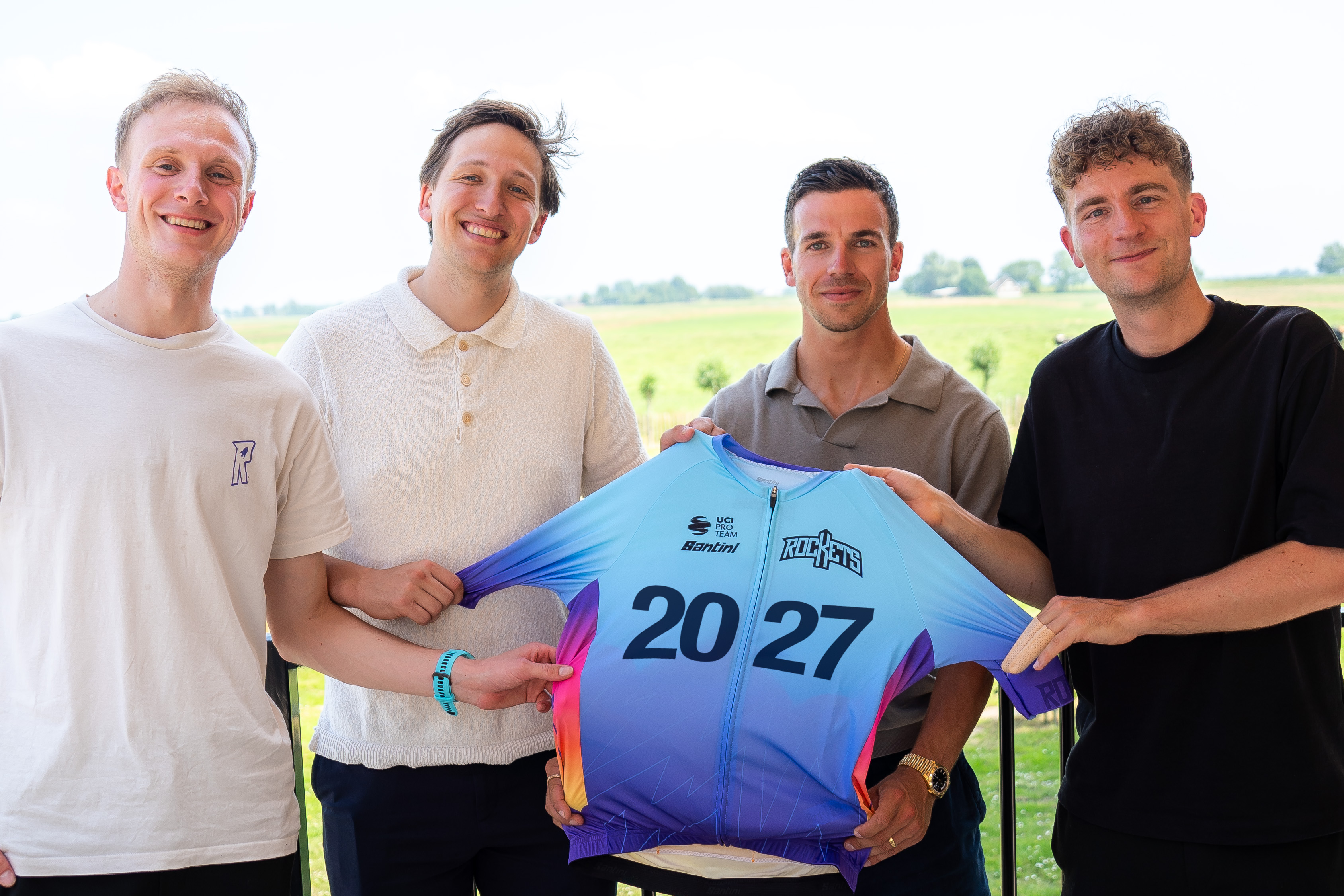 Dylan Groenewegen with team co-founders Bas Tietema, Josse Wester and Devin van der Wiel