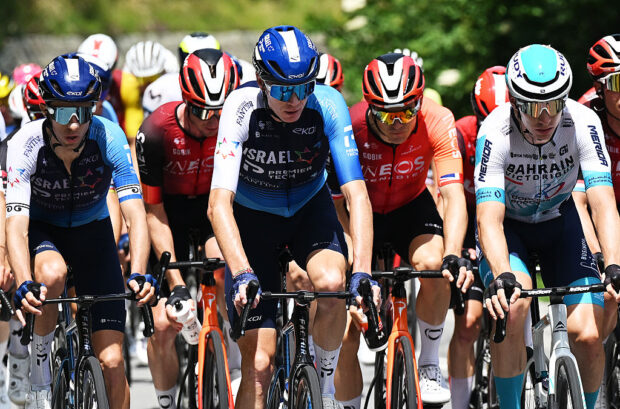 PIURO, SWITZERLAND - JUNE 18: (L-R) George Bennett of New Zealand, Chris Froome of Great Britain and Rainer Kepplinger of Austria and Team Bahrain - Victorious compete during the 88th Tour de Suisse, Stage 4 a 193.2km stage from Heiden to Piuro (Valchiavenna) / #UCIWT / on June 18, 2025 in Piuro, Switzerland. (Photo by Tim de Waele/Getty Images)