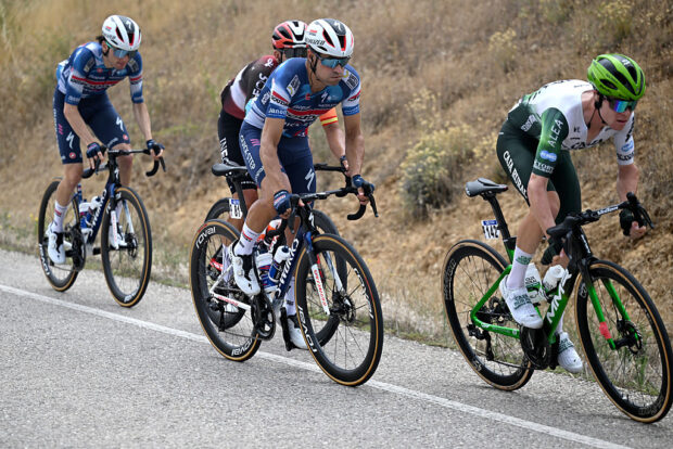 BUNIEL, SPAIN - AUGUST 06: Mikel Landa of Spain and Team Soudal Quick-Step competes during the 47th Vuelta a Burgos 2025, Stage 2 a 161.6km stage from Cilleruelo de Abajo to Buniel on August 06, 2025 in Buniel , Spain. (Photo by Antonio Baixauli/Getty Images)