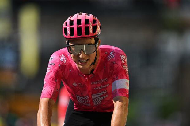 CARCASSONNE, FRANCE - JULY 20: Neilson Powless of The United States and Team EF Education - EasyPost crosses the finish line during the 112th Tour de France 2025, Stage 15 a 169.3km stage from Muret to Carcassonne / #UCIWT / on July 20, 2025 in Carcassonne, France. (Photo by Dario Belingheri/Getty Images)