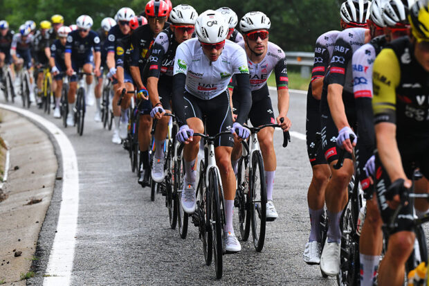 PAL, ANDORRA - AUGUST 28: (L-R) Juan Ayuso of Spain - White Best Young Rider Jersey and Joao Almeida of Portugal and UAE Team Emirates - XRG compete during the La Vuelta - 80th Tour of Spain 2025, Stage 6 a 170.3km stage from Olot to Pal - Andorra 1900m / #UCIWT / on August 28, 2025 in Pal, Andorra. (Photo by Tim de Waele/Getty Images)