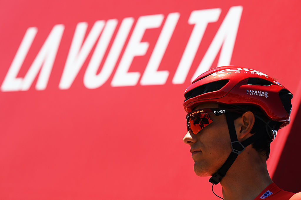 ALFARO, SPAIN - AUGUST 31: Torstein Traeen of Norway and Team Bahrain - Victorious - Red Leader Jersey prior to the La Vuelta - 80th Tour of Spain 2025, Stage 9 a 195.5km stage from Alfaro to Estacion de Esqui de Valdezcaray 1541m / #UCIWT / on August 31, 2025 in Alfaro, Spain. (Photo by Dario Belingheri/Getty Images)