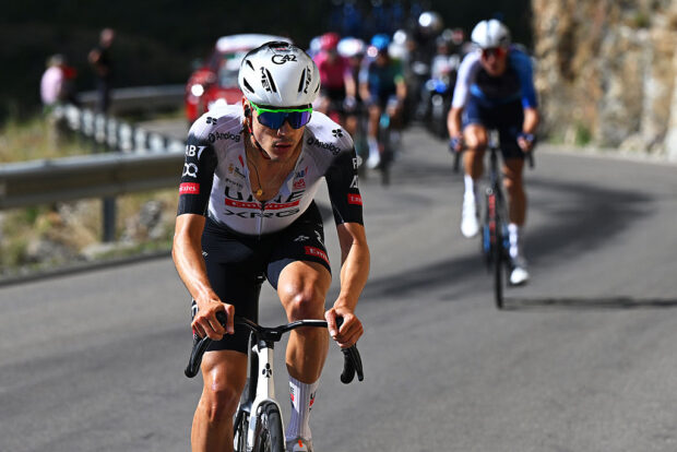 CERLER. HUESCA LA MAGIA, SPAIN - AUGUST 29: (EDITOR'S NOTE: Alternate crop) Juan Ayuso of Spain and UAE Team Emirates - XRG attacks in the breakaway during the La Vuelta - 80th Tour of Spain 2025, Stage 7 a 188km stage from Andorra la Vella to Cerler. Huesca La Magia 1910m / #UCIWT / on August 29, 2025 in Cerler. Huesca La Magia, Spain. (Photo by Dario Belingheri/Getty Images)