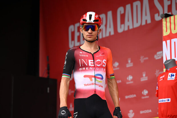 Michal Kwiatkowski of Poland and Team INEOS Grenadiers prior to the La Vuelta - 80th Tour of Spain 2025, Stage 2 a 159.5km stage from Alba to Limone Piemonte 1389m / #UCIWT / on August 24, 2025 in Alba, Italy. (Photo by Dario Belingheri/Getty Images)