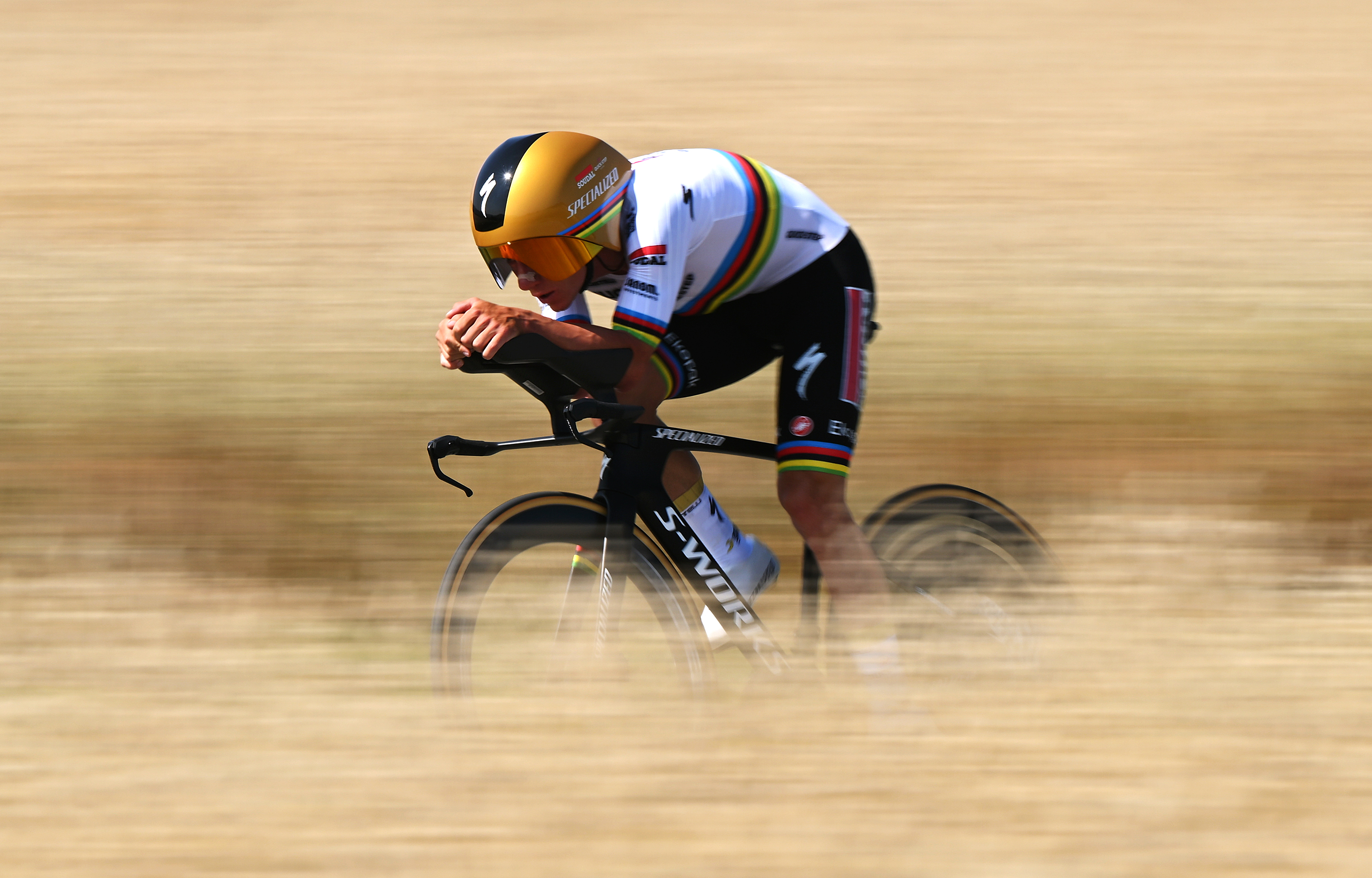 Saint-Peray, Francia-10 de junio: Remco Evenepoel de Bélgica y el equipo Soudal Quick-Step compite durante el 77º Criterium du Dauphine 2025, etapa 4 Una etapa de tiempo de tiempo individual de 17.4 km desde Charmes-Sur-Rhone hasta Saint-Peray / #uciwt / el 10 de junio de 2025 en Saintperay, France. (Foto de Dario Belingheri/Getty Images)